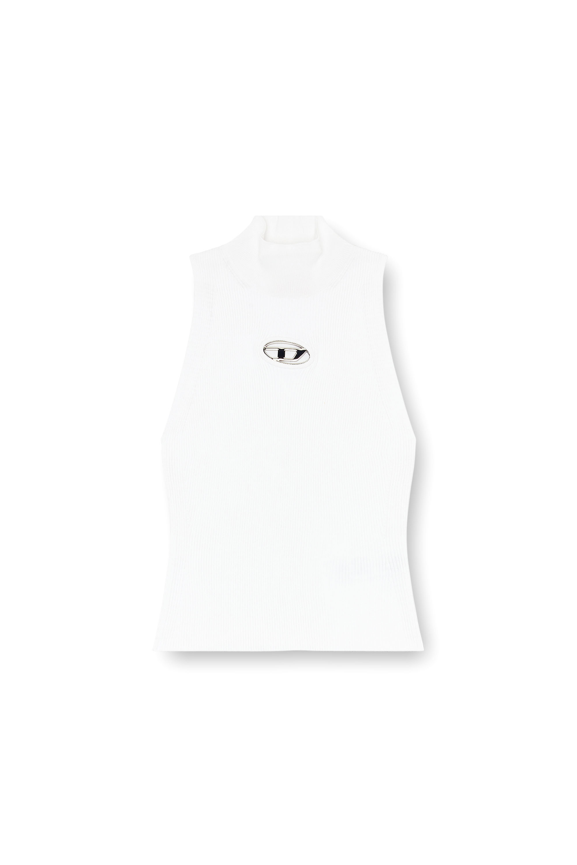 Diesel - M-ONERVAX-TOP, Woman's Ribbed-knit turtleneck top in White - 3