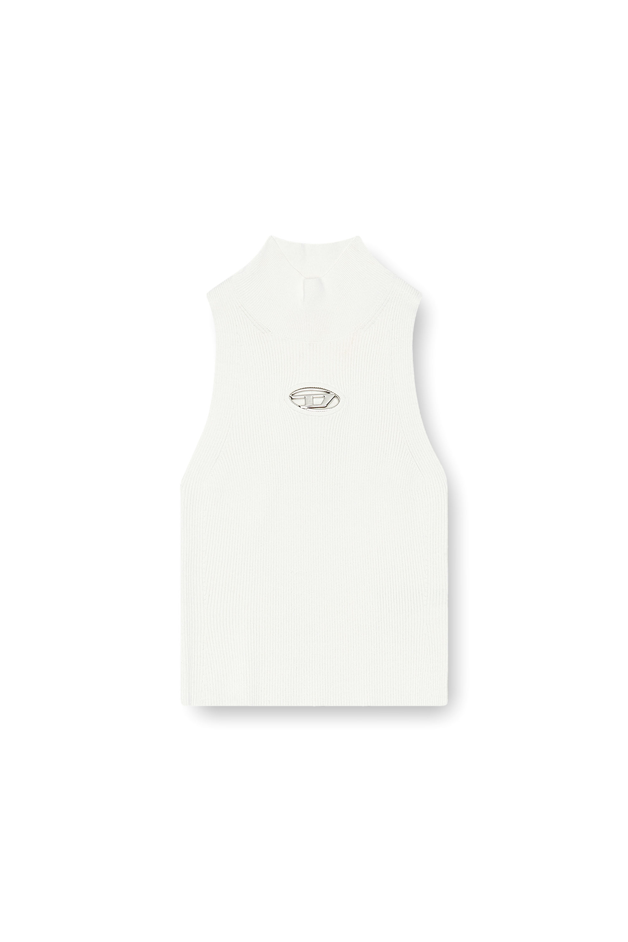 Diesel - M-ONERVAX-TOP, Woman's Ribbed-knit turtleneck top in White - 3