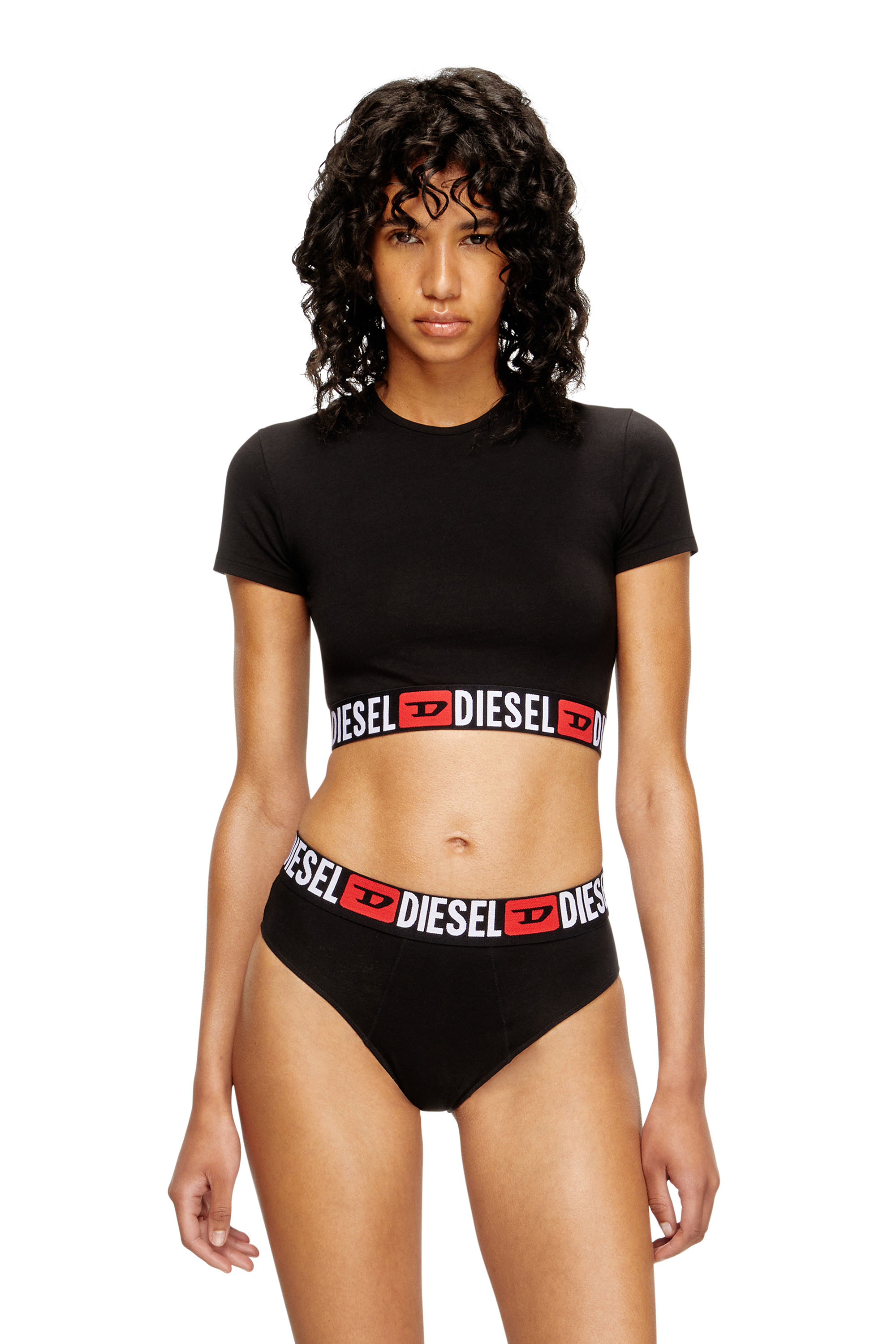 Diesel - IRMA-D-CORE, Woman's Cropped top with logo band in Black - 2